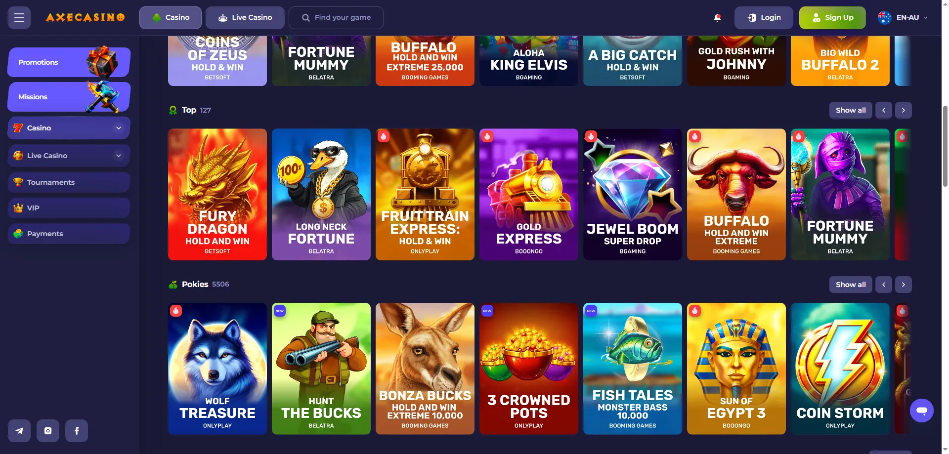 AxeCasino slot games