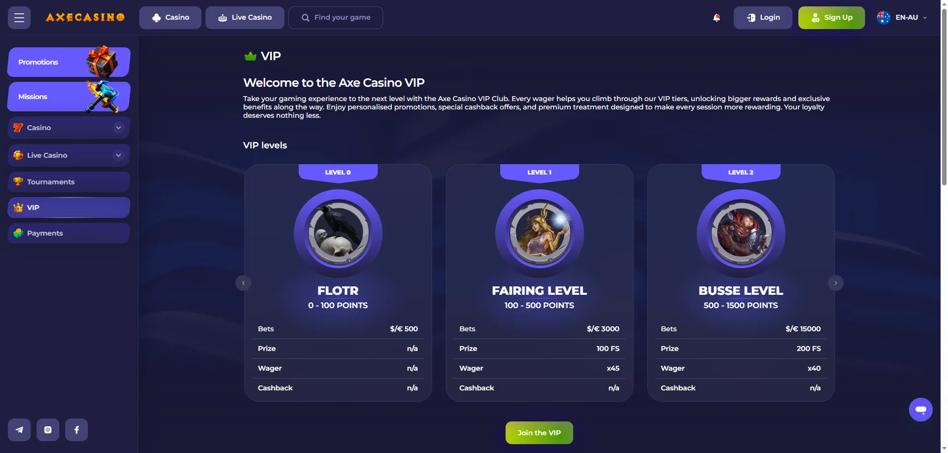 AxeCasino mobile app